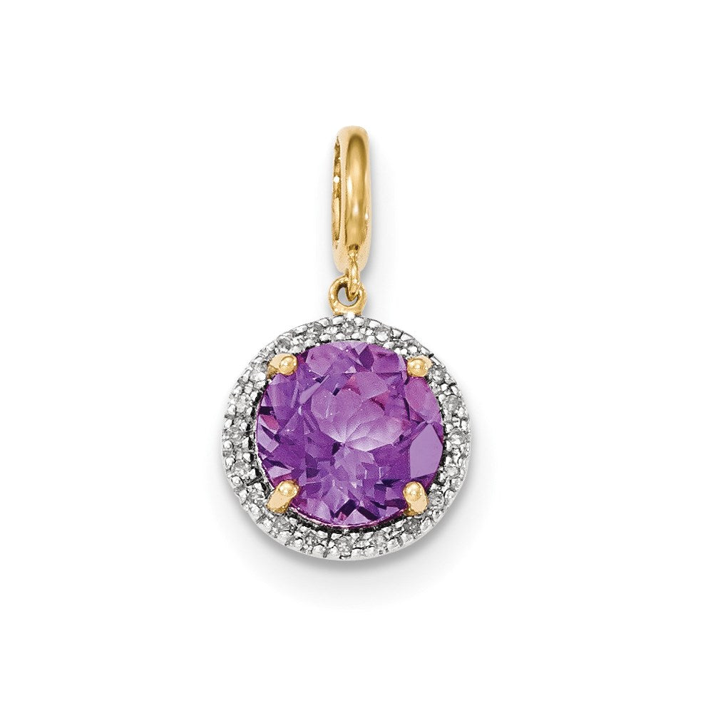 14K Gold Anhänger mit Amethyst und Diamant-Halo