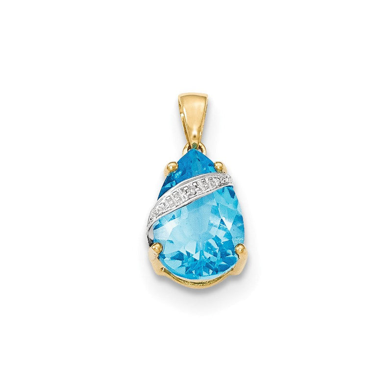 Anhänger aus 14K Gelbgold mit Blautopas und echtem Diamant