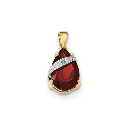 14K Gelbgold Anhänger mit Granat und echten Diamanten