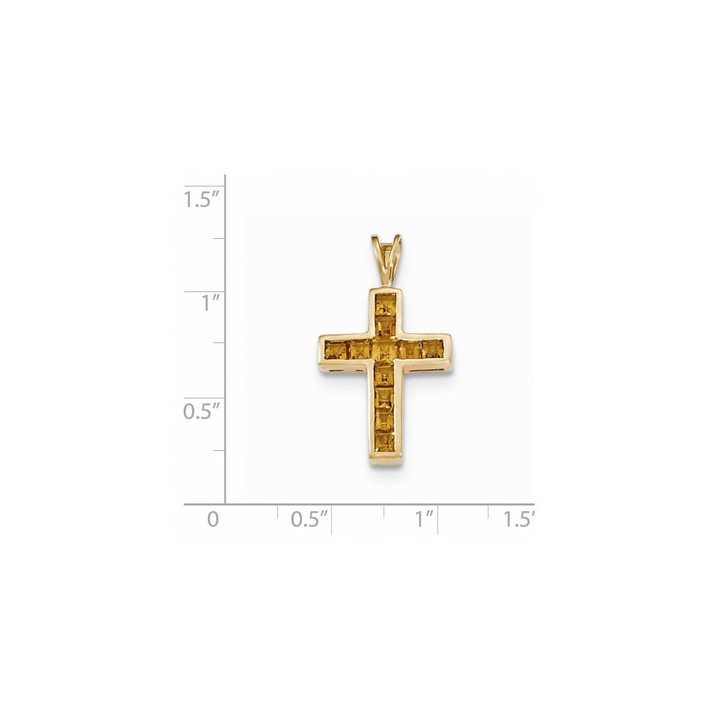 14K Gelbgold Citrin-Kreuzanhänger