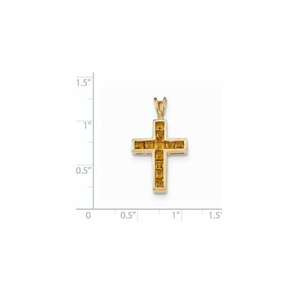 14K Gelbgold Citrin-Kreuzanhänger