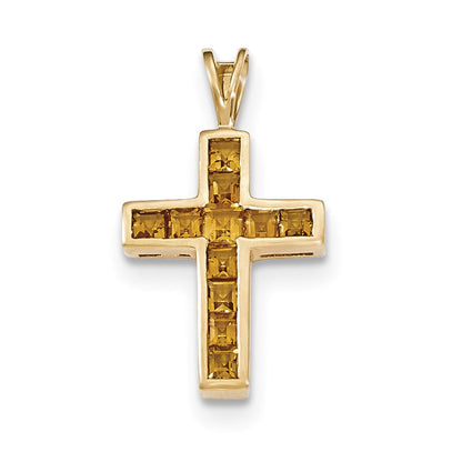 14K Gelbgold Citrin-Kreuzanhänger