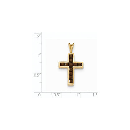 14K Gelbgold Rauchquarz-Kreuzanhänger