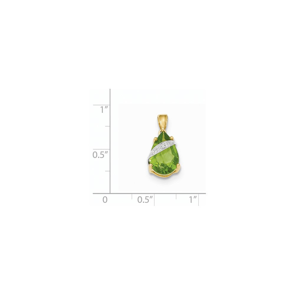14 Karat Gelbgold Anhänger mit Peridot und echten Diamanten