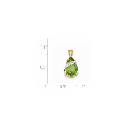 14 Karat Gelbgold Anhänger mit Peridot und echten Diamanten
