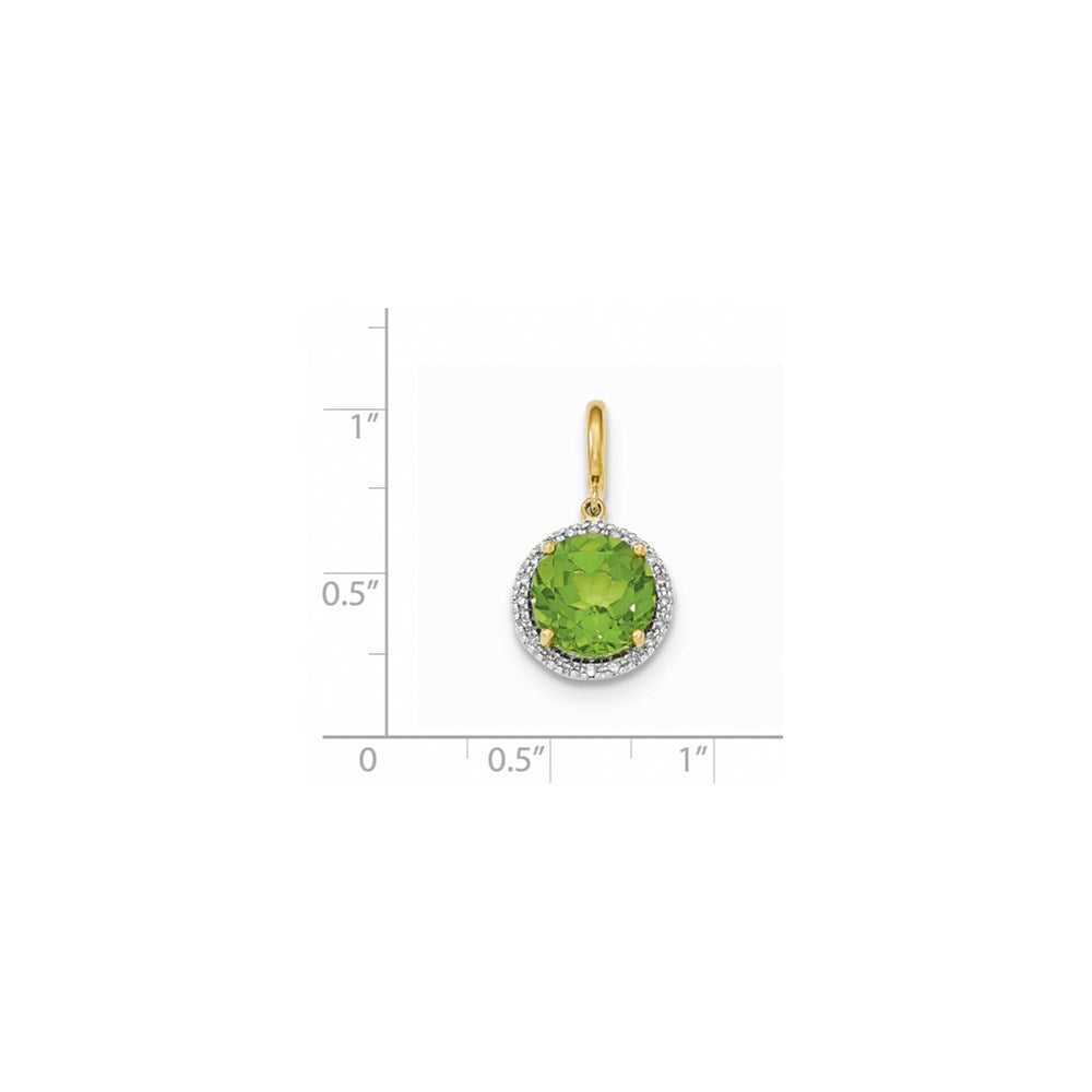 14K Gelbgold Peridot-Anhänger mit Diamant-Halo