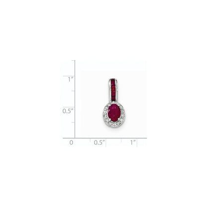 14K Weißgold Anhänger mit echtem Diamant und Rubin mit Halo