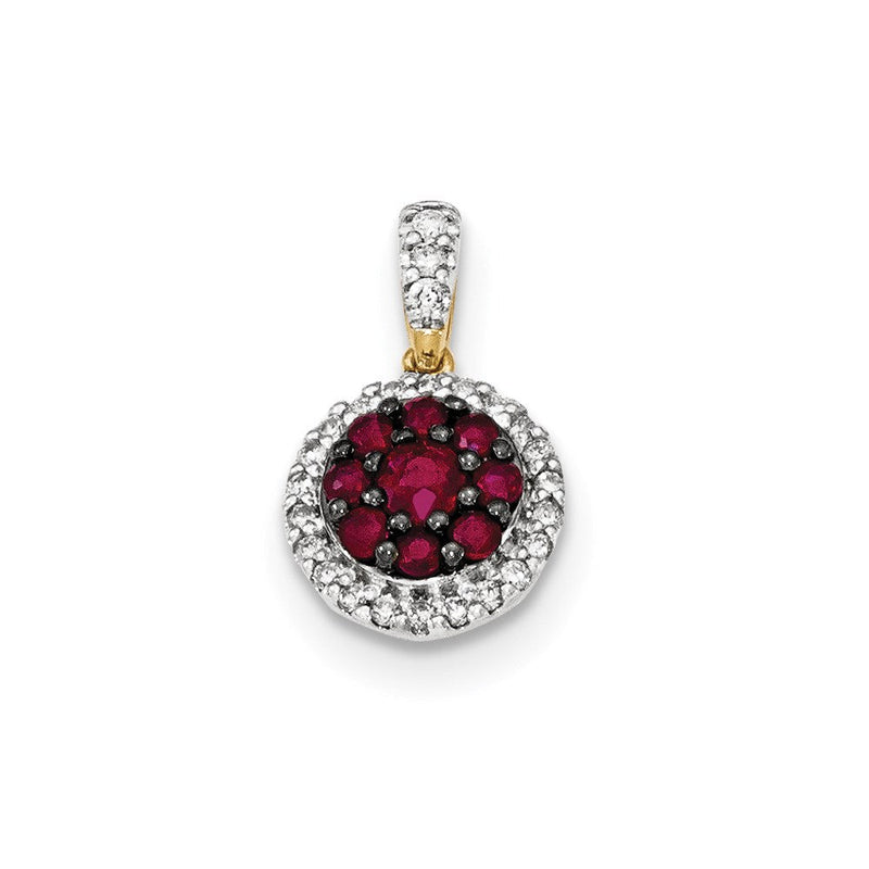 14K Gelbgold Anhänger mit echten Diamanten und Rubin