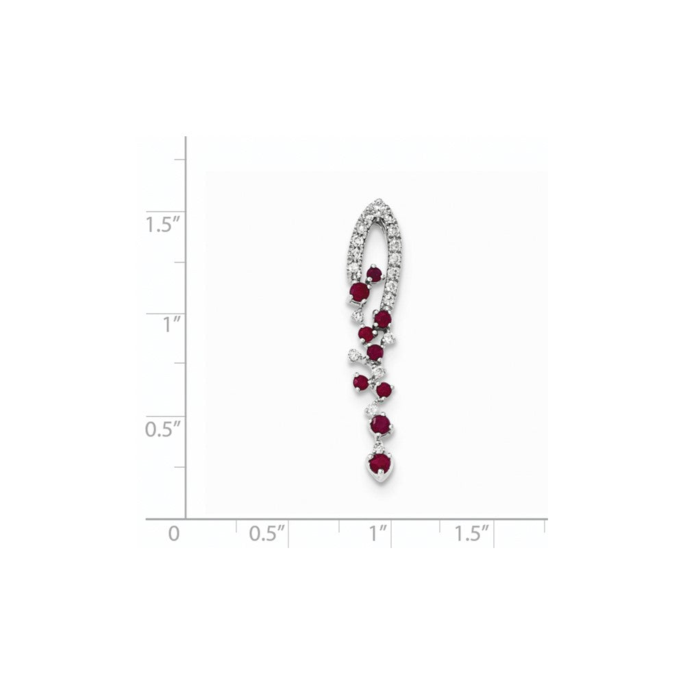 14K Weißgold Anhänger mit echtem Diamant und Rubin