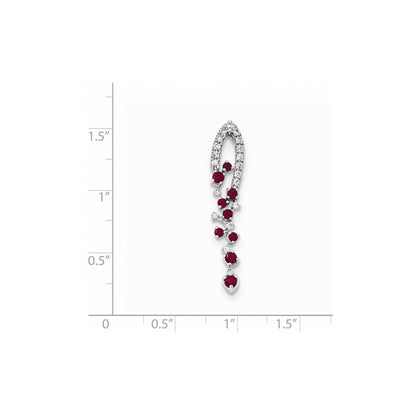 14K Weißgold Anhänger mit echtem Diamant und Rubin