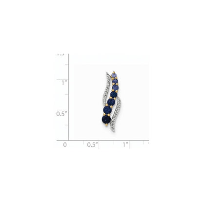 14 K Gelbgold Anhänger mit im Labor gezüchtetem Ceylon-Saphir/im Labor gezüchtetem Saphir und echtem Diamant