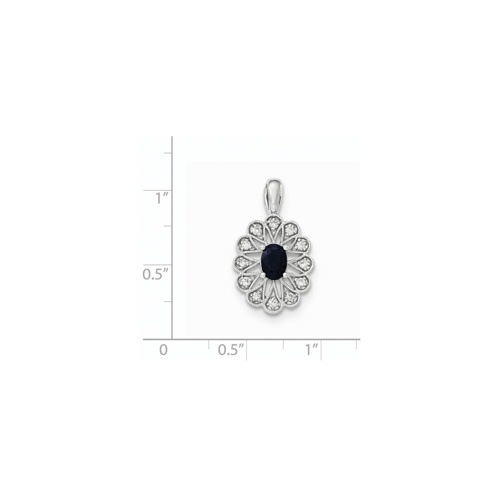 14K Weißgold Echter Diamant- und Saphir-Anhänger
