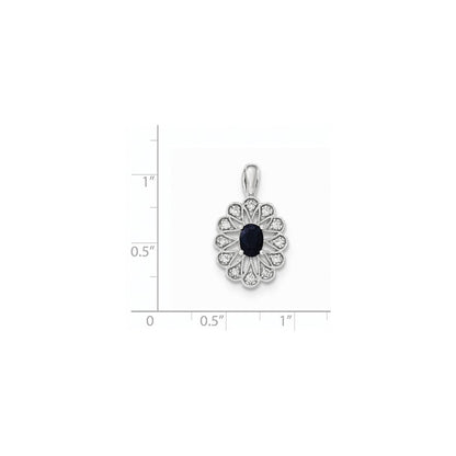 14K Weißgold Echter Diamant- und Saphir-Anhänger