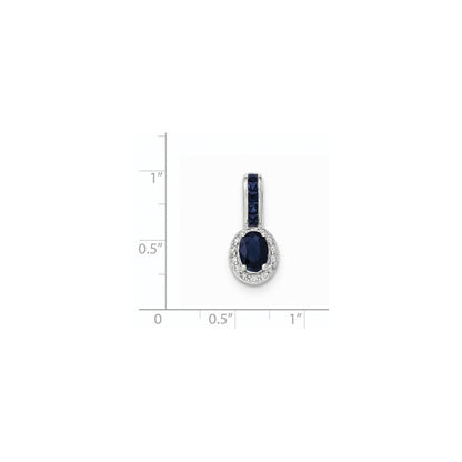 14K Weißgold Anhänger mit echtem Diamant und Saphir mit Halo