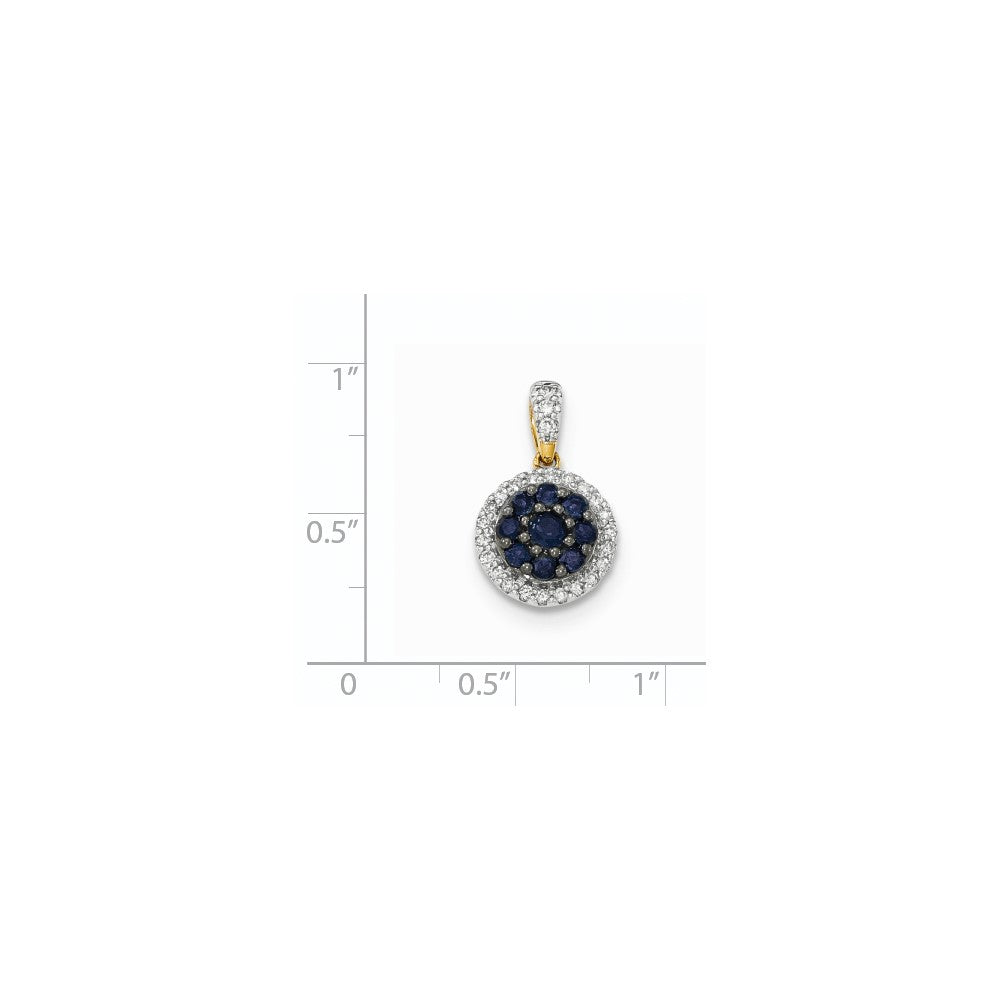 14K Gelbgold Anhänger mit echtem Diamant und blauem Saphir