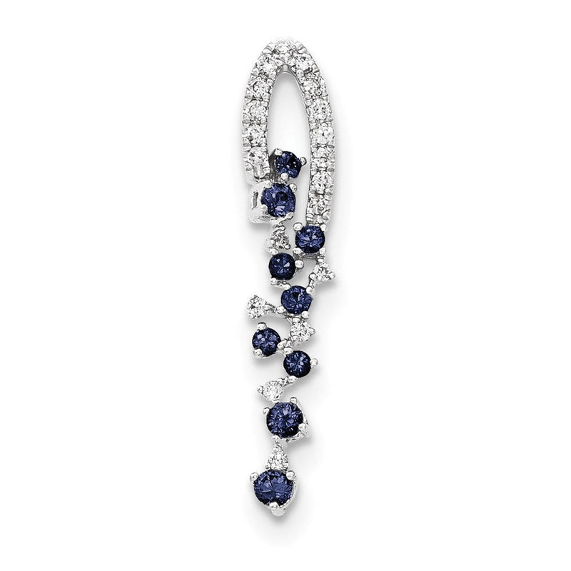 14K Weißgold Anhänger mit Diamant und Saphir