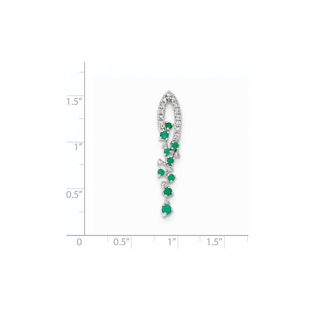 14K Weißgold Anhänger mit echtem Diamant und Smaragd