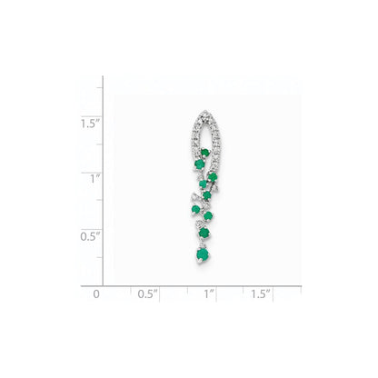 14K Weißgold Anhänger mit echtem Diamant und Smaragd