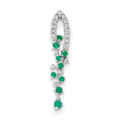 14K Weißgold Anhänger mit echtem Diamant und Smaragd