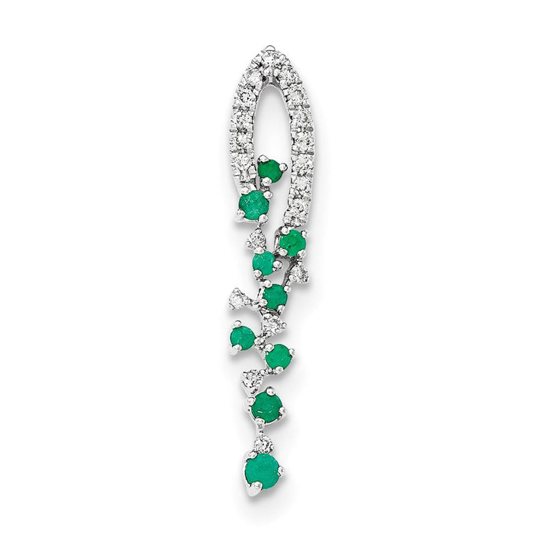 14K Weißgold Anhänger mit echtem Diamant und Smaragd