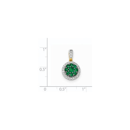 14K Bicolor-Gold Anhänger mit echtem Diamant und Smaragd