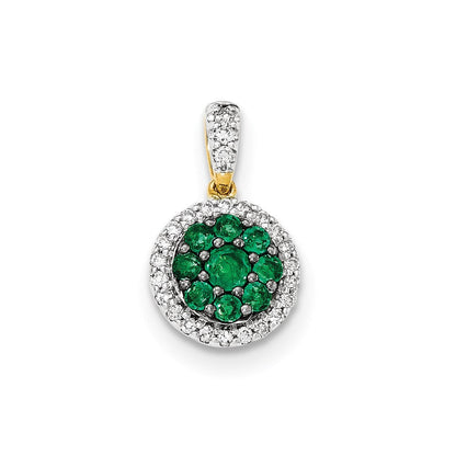 14K Bicolor-Gold Anhänger mit echtem Diamant und Smaragd