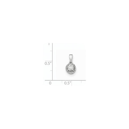 14K Weißgold Polierter Runder Echter Diamant-Anhänger