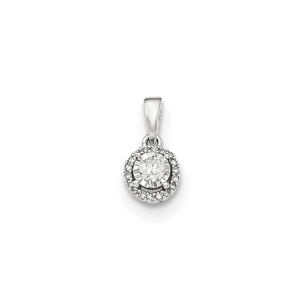 14K Weißgold Polierter Runder Echter Diamant-Anhänger