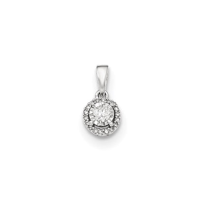 14K Weißgold Polierter Runder Echter Diamant-Anhänger