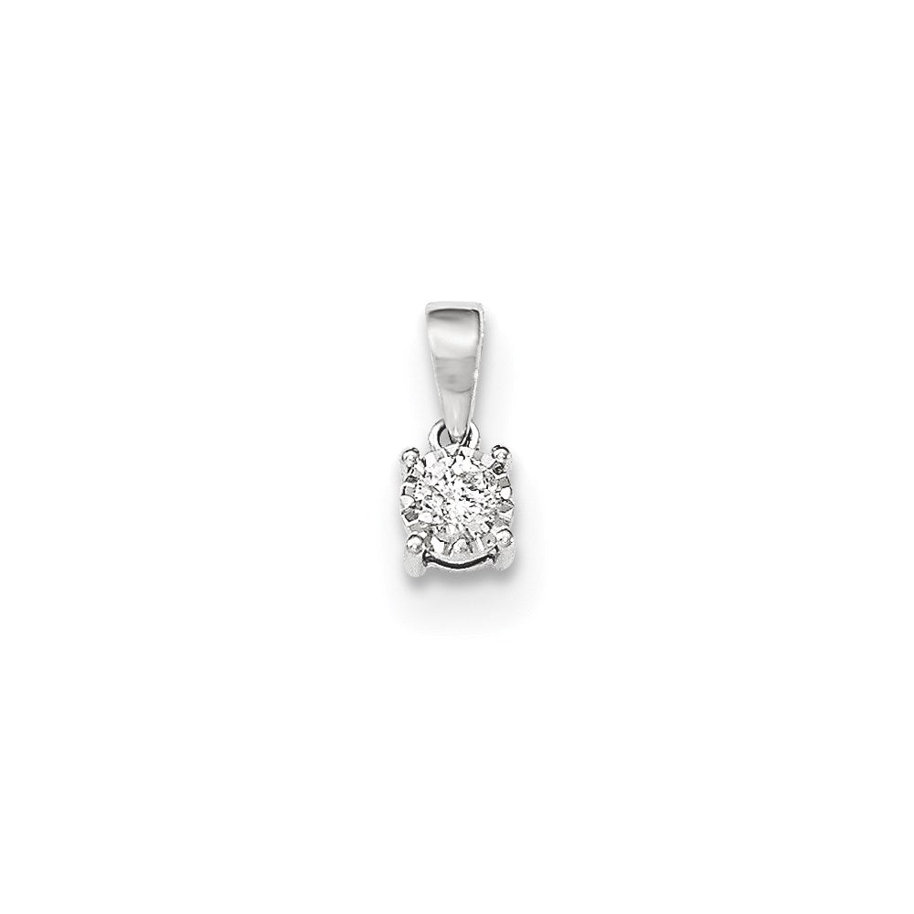 14kt Weißgold Polierter Runder Echter Diamant-Anhänger