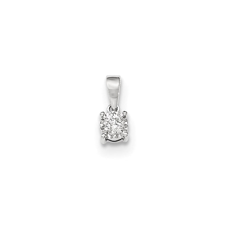 14kt Weißgold Polierter Runder Echter Diamant-Anhänger