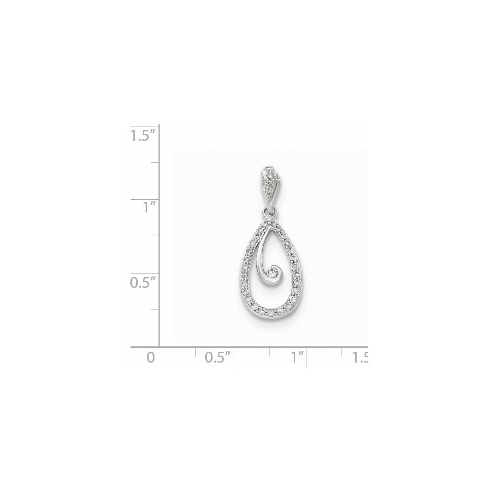14K Weißgold Polierter Echter Diamant-Anhänger