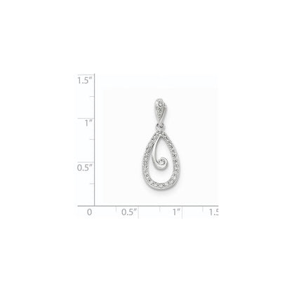 14K Weißgold Polierter Echter Diamant-Anhänger