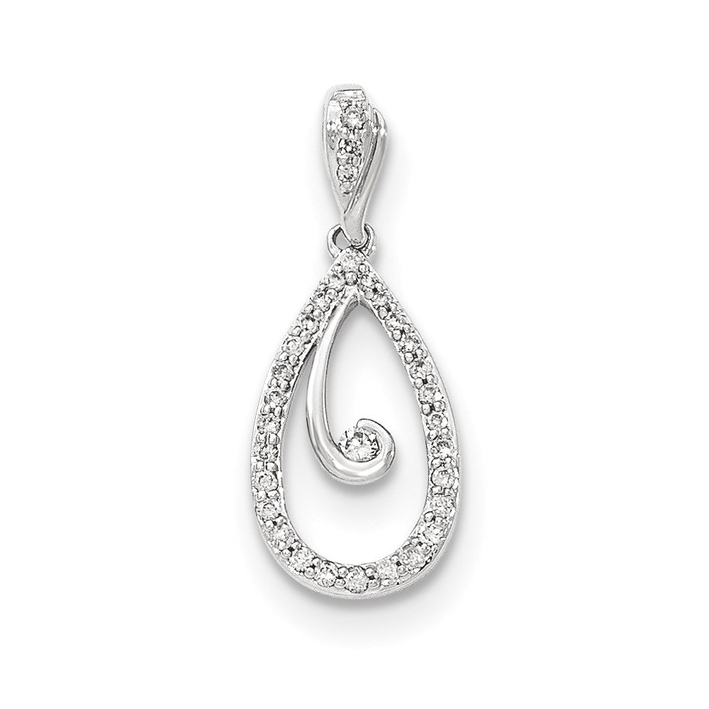 14K Weißgold Polierter Echter Diamant-Anhänger