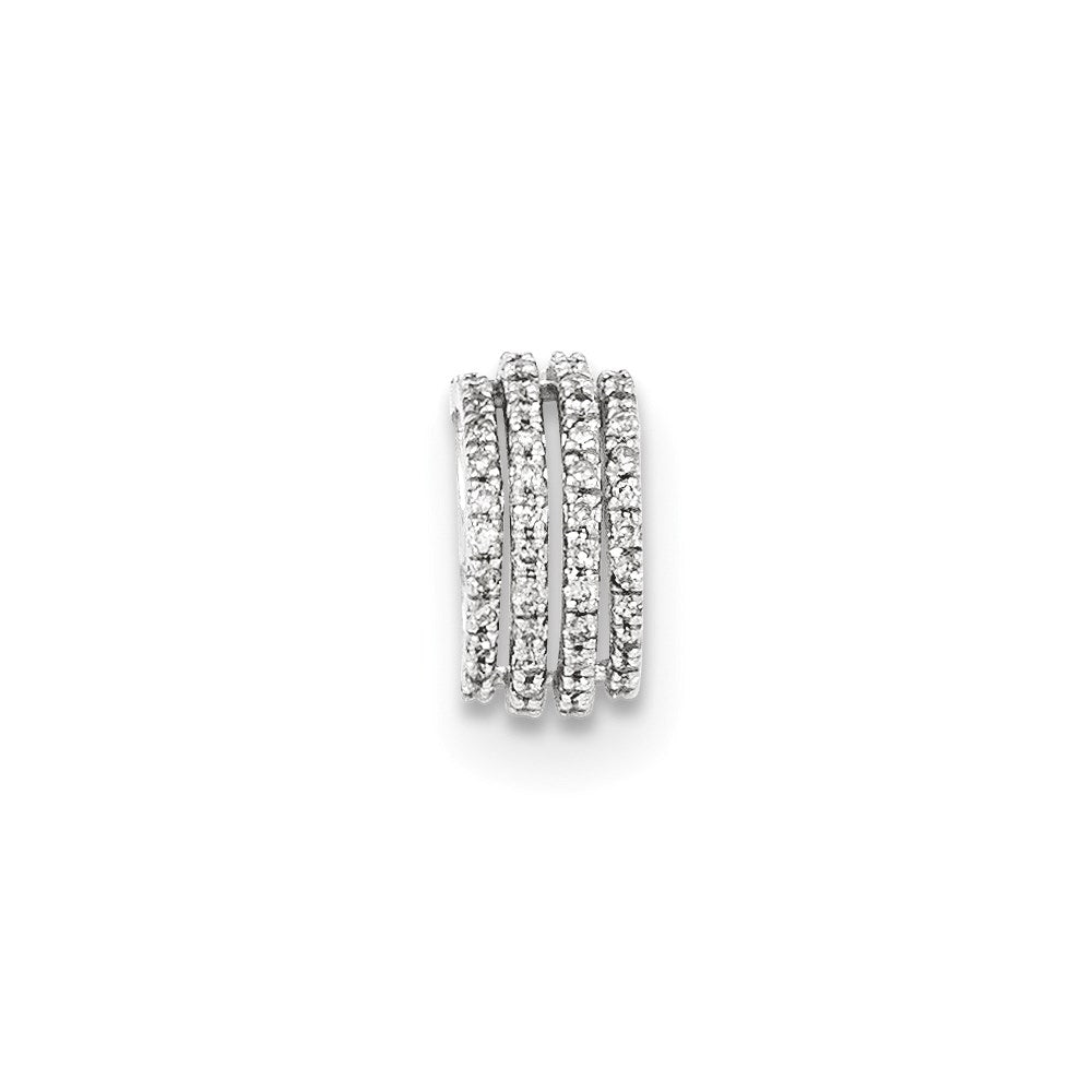 14K Weißgold Polierter Kettenanhänger mit echtem Diamanten