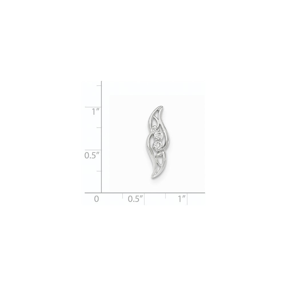 14K Weißgold Polierter Echter Diamant Kettenanhänger zum Aufschieben