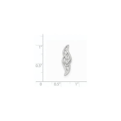 14K Weißgold Polierter Echter Diamant Kettenanhänger zum Aufschieben