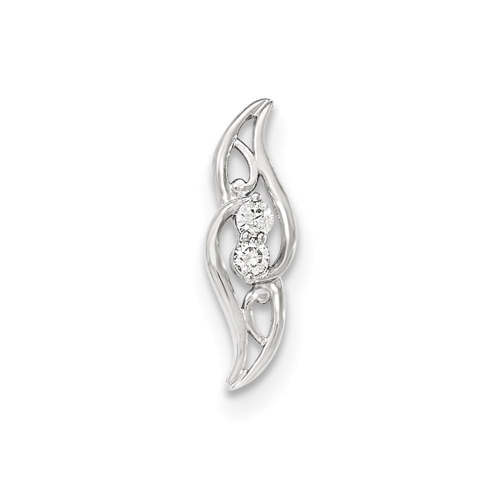 14K Weißgold Polierter Echter Diamant Kettenanhänger zum Aufschieben