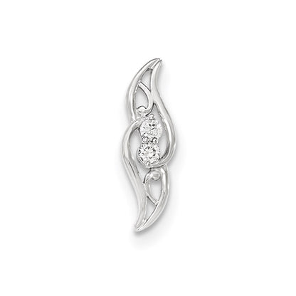 14K Weißgold Polierter Echter Diamant Kettenanhänger zum Aufschieben