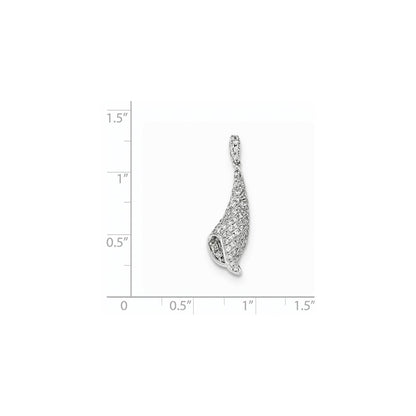 14K Weißgold Echter Diamant Pavé-Anhänger