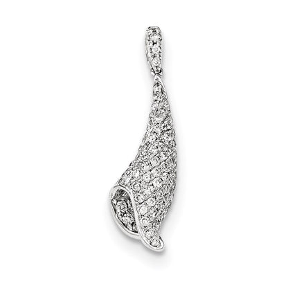 14K Weißgold Echter Diamant Pavé-Anhänger