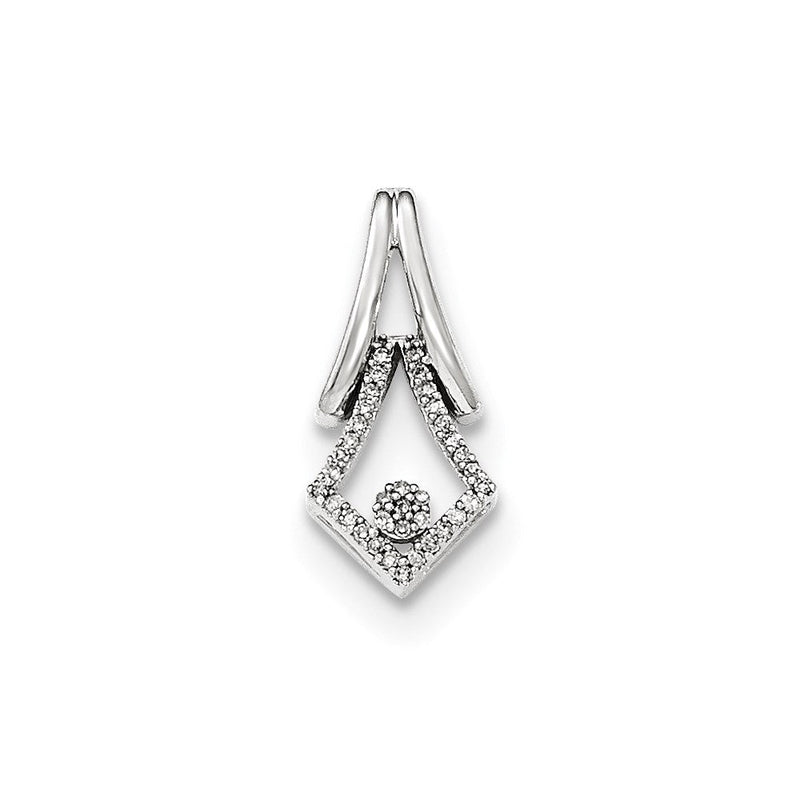 14K Weißgold Anhänger mit Diamant, poliert