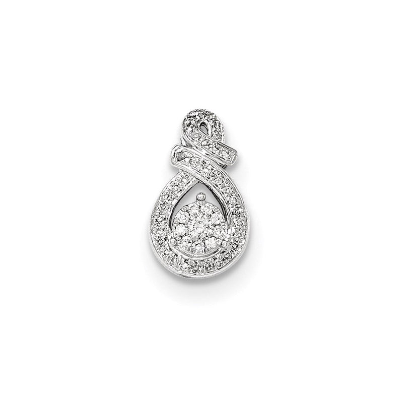 14K Weißgold Anhänger mit echtem Diamant