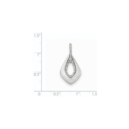 14K Weißgold Anhänger mit Echtem Diamant, Poliert & Satiniert