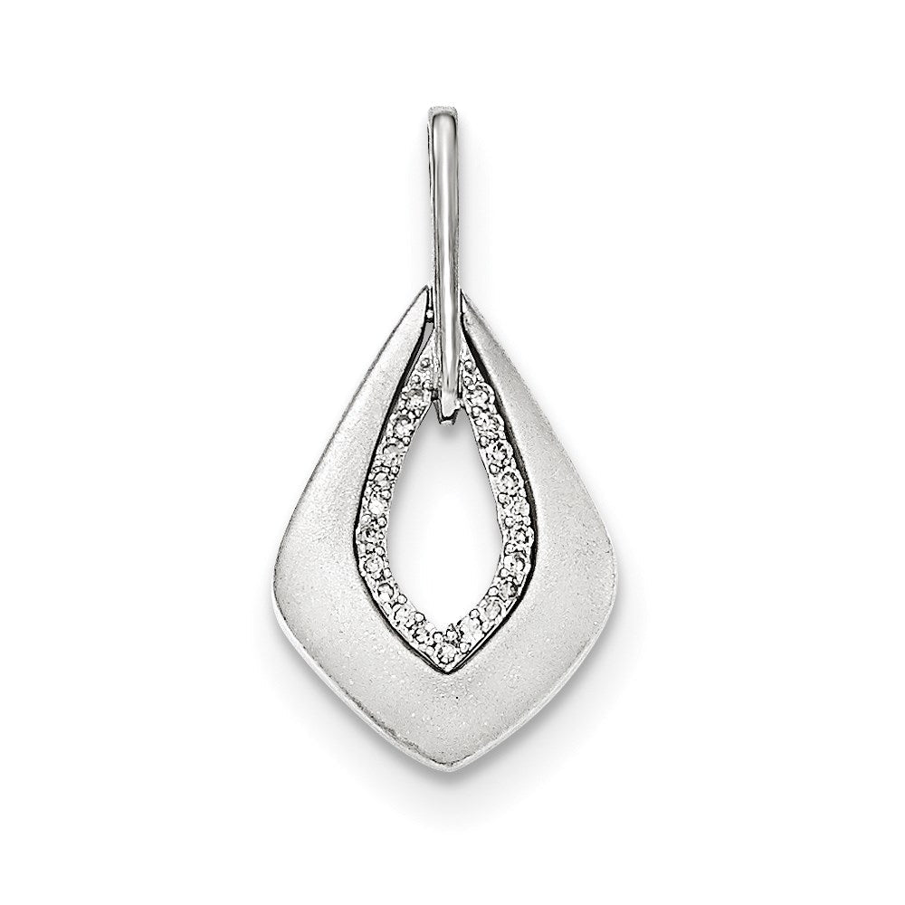 14K Weißgold Anhänger mit Echtem Diamant, Poliert & Satiniert