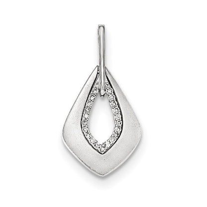 14K Weißgold Anhänger mit Echtem Diamant, Poliert & Satiniert