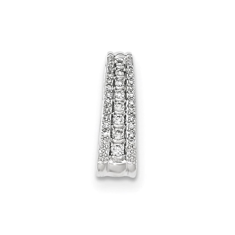 14K Weißgold Polierter Echter Diamant Kettenanhänger zum Aufziehen