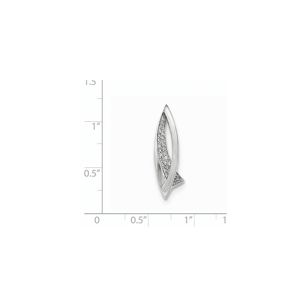 14K Weißgold Diamant Gleitanhänger, poliert, mit echten Diamanten