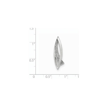 14K Weißgold Diamant Gleitanhänger, poliert, mit echten Diamanten