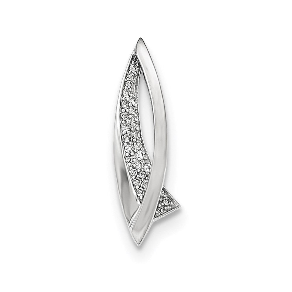 14K Weißgold Diamant Gleitanhänger, poliert, mit echten Diamanten